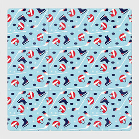 Магнитный плакат 3Х3 с принтом Hockey Pattern в Курске, Полимерный материал с магнитным слоем | 9 деталей размером 9*9 см | hockey | hockey pattern | nhl | pattern | клюшка | лед | нхл | хоккеист | хоккеисты | хоккей