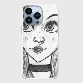 Чехол для iPhone 13 Pro с принтом девушка ч б с чокером в Курске,  |  | art | color | creator | digital | illustration | illustrator | marker | meow | monster | paint | watercolor | woman | акварель | арт | девушка | диджитал | иллюстрация | карандаш | краски | маркеры | монстр | няша | няшный | поп | рисунок | создание | тво