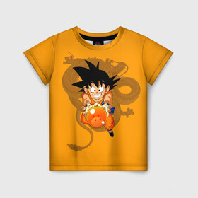 Детская футболка 3D с принтом Kid Goku в Курске, 100% гипоаллергенный полиэфир | прямой крой, круглый вырез горловины, длина до линии бедер, чуть спущенное плечо, ткань немного тянется | anime | dragon ball | аниме | анимэ | драгон бал | дрэгон бол | жемчуг дракона
