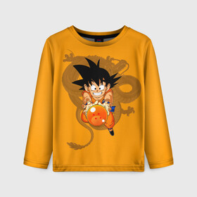 Детский лонгслив 3D с принтом Kid Goku в Курске, 100% полиэстер | длинные рукава, круглый вырез горловины, полуприлегающий силуэт
 | anime | dragon ball | аниме | анимэ | драгон бал | дрэгон бол | жемчуг дракона