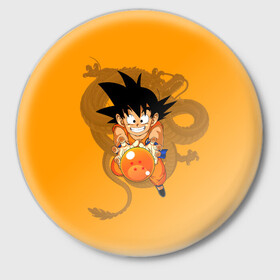 Значок с принтом Kid Goku в Курске,  металл | круглая форма, металлическая застежка в виде булавки | anime | dragon ball | аниме | анимэ | драгон бал | дрэгон бол | жемчуг дракона