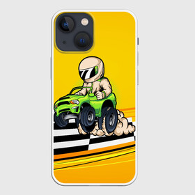 Чехол для iPhone 13 mini с принтом Мультяшный гонщик на джипе в Курске,  |  | race | racer | водитель | водителю | гонка | гонщик | джип | мультик | мультяшный