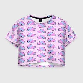 Женская футболка Crop-top 3D с принтом Нерпы в Курске, 100% полиэстер | круглая горловина, длина футболки до линии талии, рукава с отворотами | baikal | irkutsk | байкал | иркутск | нерпа | нерпочки | тюлени | тюлень