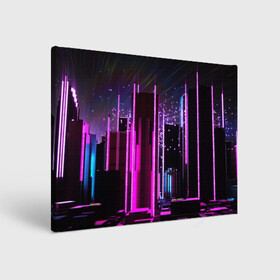 Холст прямоугольный с принтом PINK CITY в Курске, 100% ПВХ |  | Тематика изображения на принте: city | pink | purple | абстракция | город | ночной город