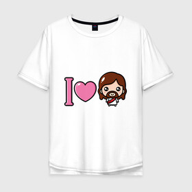 Мужская футболка хлопок Oversize с принтом Я люблю Иисуса в Курске, 100% хлопок | свободный крой, круглый ворот, “спинка” длиннее передней части | Тематика изображения на принте: доброта | иисус | любовь | пасха | сердце