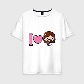 Женская футболка хлопок Oversize с принтом Я люблю Иисуса в Курске, 100% хлопок | свободный крой, круглый ворот, спущенный рукав, длина до линии бедер
 | доброта | иисус | любовь | пасха | сердце