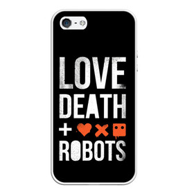 Чехол для iPhone 5/5S матовый с принтом Love Death + Robots в Курске, Силикон | Область печати: задняя сторона чехла, без боковых панелей | death | ldr | logo | love | netflix | robots | smile | анимация | кино | лого | лср | любовь | нетфликс | роботы | сериал | смайл | смайлик