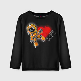 Детский лонгслив 3D с принтом K-VRC | Love Death and Robots в Курске, 100% полиэстер | длинные рукава, круглый вырез горловины, полуприлегающий силуэт
 | death | heart | hearts | k vrc | ldr | logo | love | netflix | robots | smile | анимация | кино | лого | лср | любовь | нетфликс | роботы | сердце | сериал | смайл | смайлик
