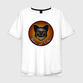 Мужская футболка хлопок Oversize с принтом Cartoon Cat в Курске, 100% хлопок | свободный крой, круглый ворот, “спинка” длиннее передней части | cartoon cat | cat | ink | its all the guys | мультяшный кот | чернила | это все ребята