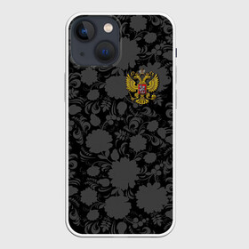 Чехол для iPhone 13 mini с принтом Герб России Хохлома в Курске,  |  | country | eagle | russia | герб | двуглавый | орел | россия | страна | флаг | хохлома