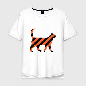 Мужская футболка хлопок Oversize с принтом Black-Orange Cat в Курске, 100% хлопок | свободный крой, круглый ворот, “спинка” длиннее передней части | animal | cat | cute | kitty | meow | друг | животные | киска | китти | кот | котенок | котик | котэ | кошечка | кошка | милый | мур | мяу | питомец | тигр