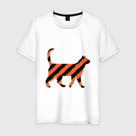 Мужская футболка хлопок с принтом Black-Orange Cat в Курске, 100% хлопок | прямой крой, круглый вырез горловины, длина до линии бедер, слегка спущенное плечо. | animal | cat | cute | kitty | meow | друг | животные | киска | китти | кот | котенок | котик | котэ | кошечка | кошка | милый | мур | мяу | питомец | тигр