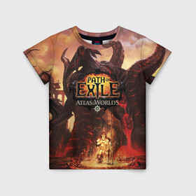 Детская футболка 3D с принтом Path of Exile в Курске, 100% гипоаллергенный полиэфир | прямой крой, круглый вырез горловины, длина до линии бедер, чуть спущенное плечо, ткань немного тянется | computer | game | path of exile | игра | компьютерная | путь изгнания