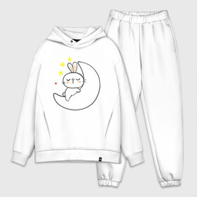 Мужской костюм хлопок OVERSIZE с принтом Милый зайчик на луне в Курске,  |  | baby | bunny | cute | fashion | kids | moom | rabbit | school | зайчик | заяц | кролик | луна | милый | на луне