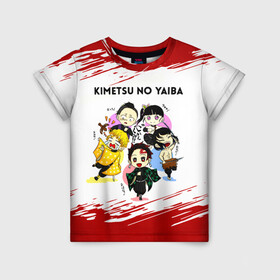 Детская футболка 3D с принтом Пять героев Kimetsu no Yaiba в Курске, 100% гипоаллергенный полиэфир | прямой крой, круглый вырез горловины, длина до линии бедер, чуть спущенное плечо, ткань немного тянется | demon slayer | kamado | kimetsu no yaiba | nezuko | tanjiro | аниме | гию томиока | зеницу агацума | иноске хашибира | камадо | клинок | корзинная девочка | манга | музан кибуцуджи | незуко | рассекающий демонов | танджиро