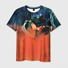 Мужская футболка 3D с принтом Тихоокеанский рубеж в Курске, 100% полиэфир | прямой крой, круглый вырез горловины, длина до линии бедер | дым | лава. | молния | робот | техника | туман