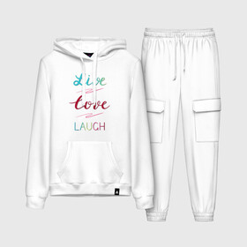 Женский костюм хлопок (с толстовкой) с принтом Live love laugh, Живи, люби в Курске,  |  | laugh | live | love | живи | зеленый | красный | леттеринг | люби | розовый | смейся
