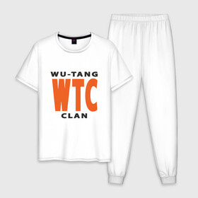 Мужская пижама хлопок с принтом Wu-Tang (WTC) в Курске, 100% хлопок | брюки и футболка прямого кроя, без карманов, на брюках мягкая резинка на поясе и по низу штанин
 | black | hiphop | method man | music | new york | nyc | odb | old school | rap | rza | wu tang clan | wutang | ву тэнг | граффити | микрофон | музыка | нью йорк | рэп | рэпер | хипхоп