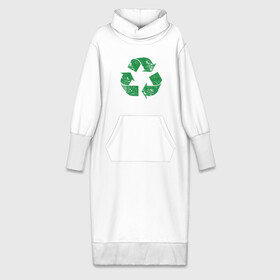 Платье удлиненное хлопок с принтом значок переработки экология в Курске,  |  | зеленые стрелочки | знак | значок переработки | ответсвенность | сортировка мусора | треугольник | экоактивист | экология