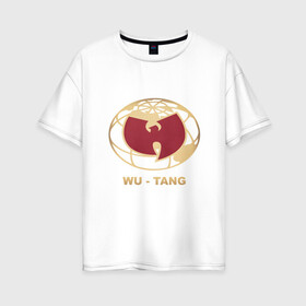 Женская футболка хлопок Oversize с принтом Wu-Tang World в Курске, 100% хлопок | свободный крой, круглый ворот, спущенный рукав, длина до линии бедер
 | black | hiphop | method man | music | new york | nyc | odb | old school | rap | rza | wu tang clan | wutang | ву тэнг | граффити | микрофон | музыка | нью йорк | рэп | рэпер | хипхоп