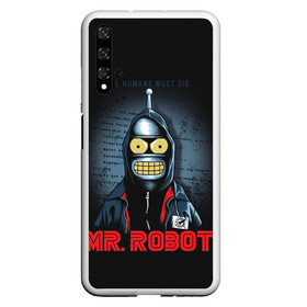 Чехол для Honor 20 с принтом Bender x mr robot в Курске, Силикон | Область печати: задняя сторона чехла, без боковых панелей | Тематика изображения на принте: bender | futurama | mr robot | planet express | бендер | мистер робот | мульт | мультфильм | планетный экспресс | туранга лила | филипп джэй фрай | футурама