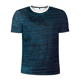 Мужская футболка 3D спортивная с принтом Texture. Blue Ripples в Курске, 100% полиэстер с улучшенными характеристиками | приталенный силуэт, круглая горловина, широкие плечи, сужается к линии бедра | background | blue | dark | gradient | lines | paints | purple | red | ripples | spot | spots | stripes | texture | waves | волны | голубая | градиент | краски | красный | линии | полосы | пятна | пятно | рябь | текстура | темная | тьма | фиолето