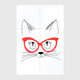 Магнитный плакат 2Х3 с принтом Киса в очках в Курске, Полимерный материал с магнитным слоем | 6 деталей размером 9*9 см | Тематика изображения на принте: киса | котенок | котик | кошка в очках | очки