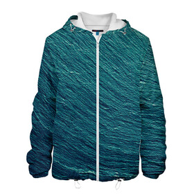 Мужская куртка 3D с принтом Endless Sea в Курске, ткань верха — 100% полиэстер, подклад — флис | прямой крой, подол и капюшон оформлены резинкой с фиксаторами, два кармана без застежек по бокам, один большой потайной карман на груди. Карман на груди застегивается на липучку | Тематика изображения на принте: background | blue | dark | gradient | green | lines | ocean | paints | ripples | sea | spot | spots | stripes | texture | waves | волны | голубая | градиент | зеленый | краски | линии | море | океан | полосы | пятна | пятно | рябь | текстура | т