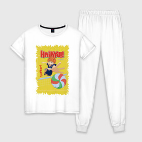 Женская пижама хлопок с принтом Haikyuu в Курске, 100% хлопок | брюки и футболка прямого кроя, без карманов, на брюках мягкая резинка на поясе и по низу штанин | haikyuu | аниме | графика | стиль