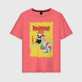Женская футболка хлопок Oversize с принтом Haikyuu в Курске, 100% хлопок | свободный крой, круглый ворот, спущенный рукав, длина до линии бедер
 | haikyuu | аниме | графика | стиль
