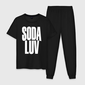 Мужская пижама хлопок с принтом Репер - SODA LUV в Курске, 100% хлопок | брюки и футболка прямого кроя, без карманов, на брюках мягкая резинка на поясе и по низу штанин
 | rap | rapper | soda luv | st. petersburg | vladislav terentyuk | владислав терентюк | репер | рэп | рэп исполнитель | санкт петербург