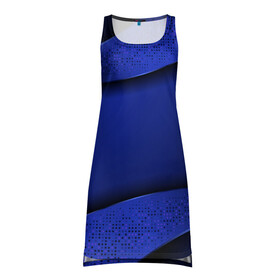 Платье-майка 3D с принтом 3D BLUE Вечерний синий цвет в Курске, 100% полиэстер | полуприлегающий силуэт, широкие бретели, круглый вырез горловины, удлиненный подол сзади. | 3d | 3д | luxury | versace | vip | абстракция | блеск | блестки | версаче | вип | паттерн | роскошь | соты | текстуры
