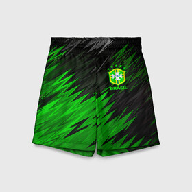 Детские спортивные шорты 3D с принтом Сборная Бразилии в Курске,  100% полиэстер
 | пояс оформлен широкой мягкой резинкой, ткань тянется
 | brazil | neymar | бразилия | коутиньо | марсело | неймар | роберто карлос | роналдиньо | роналдо | сборная бразилии | спорт | футбол | чемпионат мира