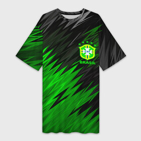 Платье-футболка 3D с принтом Сборная Бразилии в Курске,  |  | brazil | neymar | бразилия | коутиньо | марсело | неймар | роберто карлос | роналдиньо | роналдо | сборная бразилии | спорт | футбол | чемпионат мира