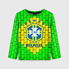 Детский лонгслив 3D с принтом Сборная Бразилии в Курске, 100% полиэстер | длинные рукава, круглый вырез горловины, полуприлегающий силуэт
 | brazil | neymar | бразилия | коутиньо | марсело | неймар | роберто карлос | роналдиньо | роналдо | сборная бразилии | спорт | футбол | чемпионат мира