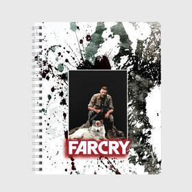 Тетрадь с принтом FARCRY WOLF в Курске, 100% бумага | 48 листов, плотность листов — 60 г/м2, плотность картонной обложки — 250 г/м2. Листы скреплены сбоку удобной пружинной спиралью. Уголки страниц и обложки скругленные. Цвет линий — светло-серый
 | Тематика изображения на принте: far cry | far cry 5 | far cry new dawn | far cry primal | farcry | fc 5 | fc5 | game | new dawn | primal | игры | постапокалипсис | фар край | фар край 5