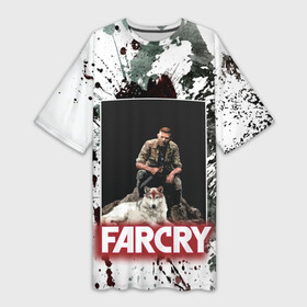 Платье-футболка 3D с принтом FARCRY WOLF в Курске,  |  | far cry | far cry 5 | far cry new dawn | far cry primal | farcry | fc 5 | fc5 | game | new dawn | primal | игры | постапокалипсис | фар край | фар край 5
