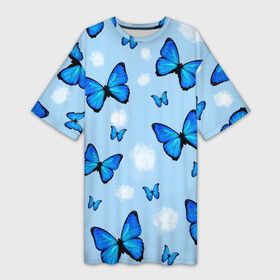 Платье-футболка 3D с принтом Бабочки с Облаками в Курске,  |  | morgenstern | бабочка | бабочки | морген | моргеншетрн бабочки | моргенштерн | насекомые | нежный | рисунок | роза | сирень | цветочек | цветочный | цветы