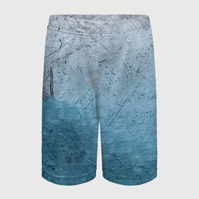 Детские спортивные шорты 3D с принтом Blue Glass в Курске,  100% полиэстер
 | пояс оформлен широкой мягкой резинкой, ткань тянется
 | background | blue | cracks | dark | gradient | ice | lines | ocean | paints | scratches | sea | texture | голубая | градиент | краски | лед | линии | море | океан | полосы | пятна | стекло | текстура | темная | трещины | тьма | фон | цар