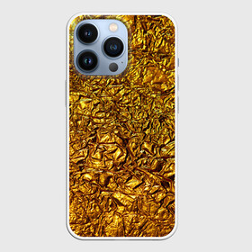 Чехол для iPhone 13 Pro с принтом Сусальное золото в Курске,  |  | gold | золото | золотой | мятая | сусальное | фольга