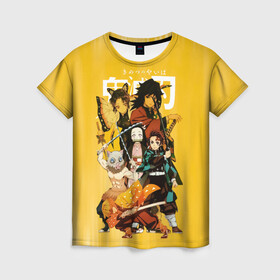 Женская футболка 3D с принтом ГЕРОИ Клинок, рассекающий демонов в Курске, 100% полиэфир ( синтетическое хлопкоподобное полотно) | прямой крой, круглый вырез горловины, длина до линии бедер | demon slayer | kamado | kimetsu no yaiba | nezuko | tanjiro | аниме | гию томиока | зеницу агацума | иноске хашибира | камадо | клинок | корзинная девочка | манга | музан кибуцуджи | незуко | рассекающий демонов | танджиро