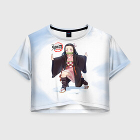 Женская футболка Crop-top 3D с принтом Nezuko Kamado Kimetsu no Yaiba в Курске, 100% полиэстер | круглая горловина, длина футболки до линии талии, рукава с отворотами | demon slayer | kamado | kimetsu no yaiba | nezuko | tanjiro | аниме | гию томиока | зеницу агацума | иноске хашибира | камадо | клинок | корзинная девочка | манга | музан кибуцуджи | незуко | рассекающий демонов | танджиро