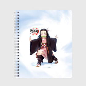 Тетрадь с принтом Nezuko Kamado Kimetsu no Yaiba в Курске, 100% бумага | 48 листов, плотность листов — 60 г/м2, плотность картонной обложки — 250 г/м2. Листы скреплены сбоку удобной пружинной спиралью. Уголки страниц и обложки скругленные. Цвет линий — светло-серый
 | demon slayer | kamado | kimetsu no yaiba | nezuko | tanjiro | аниме | гию томиока | зеницу агацума | иноске хашибира | камадо | клинок | корзинная девочка | манга | музан кибуцуджи | незуко | рассекающий демонов | танджиро