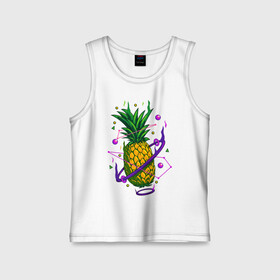 Детская майка хлопок с принтом Ананас в Курске,  |  | art | drawing | food | pineapple | ананас | арт | еда | рисунок