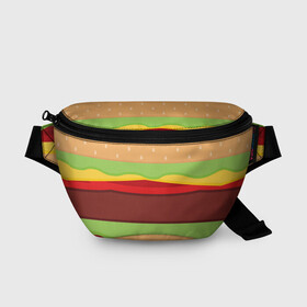 Поясная сумка 3D с принтом Бутерброд в Курске, 100% полиэстер | плотная ткань, ремень с регулируемой длиной, внутри несколько карманов для мелочей, основное отделение и карман с обратной стороны сумки застегиваются на молнию | background | burger | fast food | food | hamburger | sandwich | texture | будет | бургер | бутерброд | гамбургер | еда | текстура | фастфуд | фон