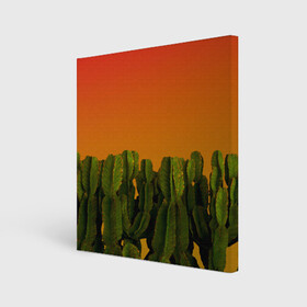 Холст квадратный с принтом Кактусы на закате в Курске, 100% ПВХ |  | восход | закат | кактусы | пейзаж | пустыня | растения