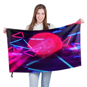 Флаг 3D с принтом IN DA CLUB! в Курске, 100% полиэстер | плотность ткани — 95 г/м2, размер — 67 х 109 см. Принт наносится с одной стороны | blue | pink | purple | абстрактное | геометрия | розовый