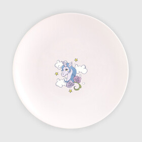 Тарелка 3D с принтом единорог розы облака в Курске, фарфор | диаметр - 210 мм
диаметр для нанесения принта - 120 мм | голова | грива | единорог | звезды | лошадь | мило | небо | облака | пегас | рог | розы