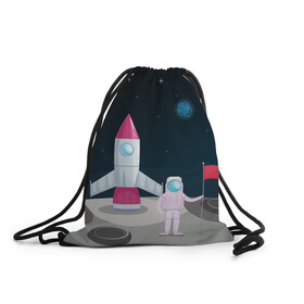 Рюкзак-мешок 3D с принтом Астронавт покоряет космос в Курске, 100% полиэстер | плотность ткани — 200 г/м2, размер — 35 х 45 см; лямки — толстые шнурки, застежка на шнуровке, без карманов и подкладки | astronaut | moon | planets | rocket | shuttle | space | stars | звёзды | космонавт | космос | луна | планеты | ракета | шаттл