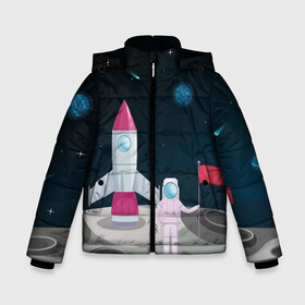 Зимняя куртка для мальчиков 3D с принтом Астронавт покоряет космос в Курске, ткань верха — 100% полиэстер; подклад — 100% полиэстер, утеплитель — 100% полиэстер | длина ниже бедра, удлиненная спинка, воротник стойка и отстегивающийся капюшон. Есть боковые карманы с листочкой на кнопках, утяжки по низу изделия и внутренний карман на молнии. 

Предусмотрены светоотражающий принт на спинке, радужный светоотражающий элемент на пуллере молнии и на резинке для утяжки | astronaut | moon | planets | rocket | shuttle | space | stars | звёзды | космонавт | космос | луна | планеты | ракета | шаттл